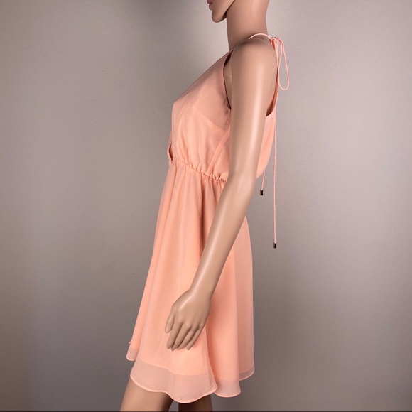NEW HAUTE HIPPIE PINK WRAP-EFFECT MINI DRESS - Picture 4 of 7